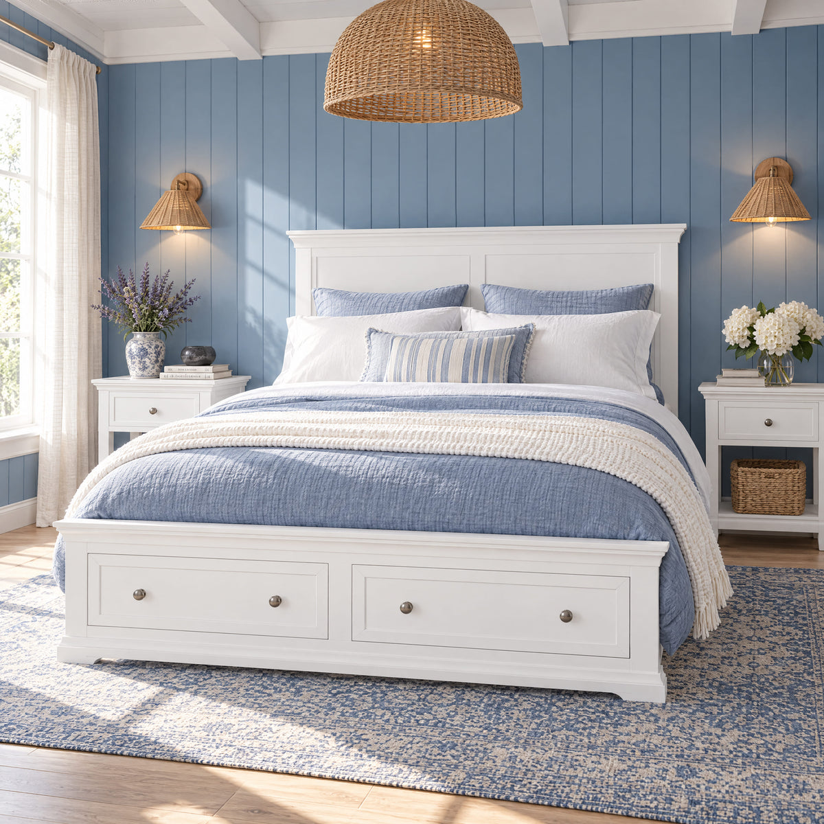 Manchester Pine Queen Bed Frame with 2 Drawers