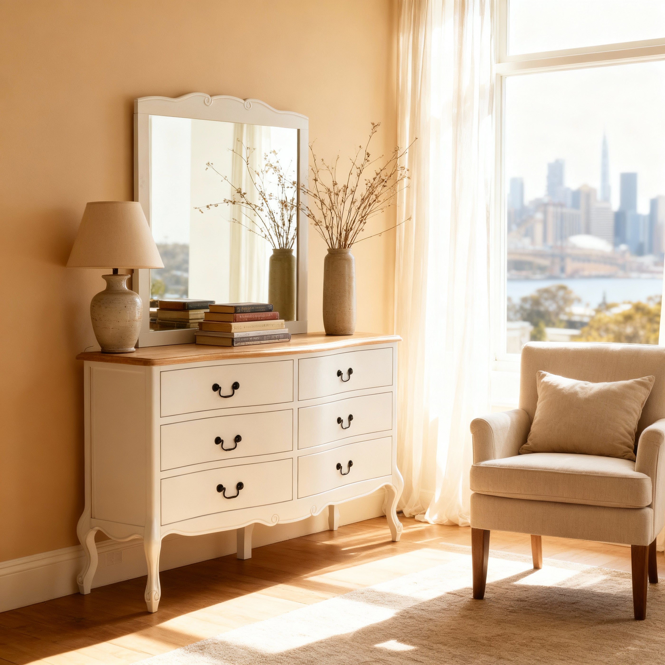 Newcastle 6 Drawer Chest with Mirror
