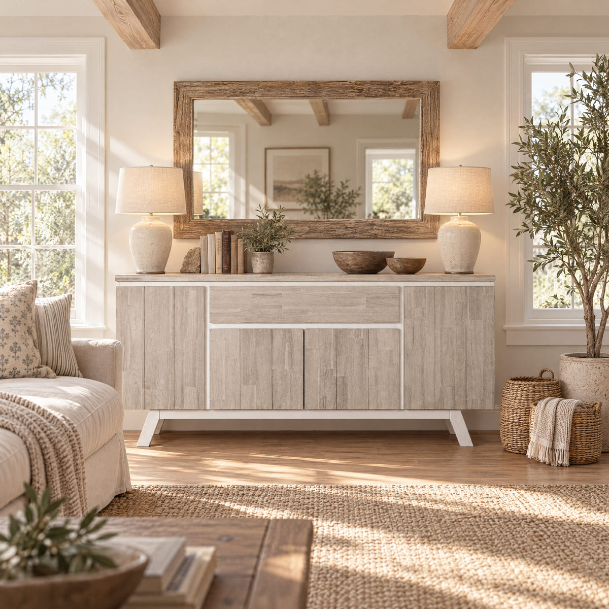 Oxford Acacia 4 Door 1 Drawer Sideboard