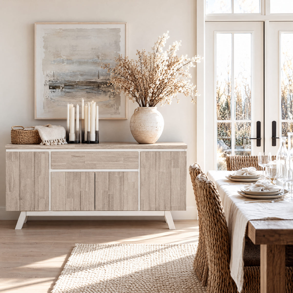 Oxford Acacia 4 Door 1 Drawer Sideboard