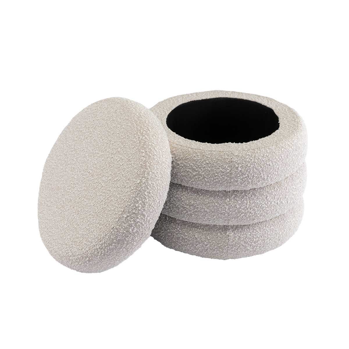 Mecca Boucle Round Storage Ottoman