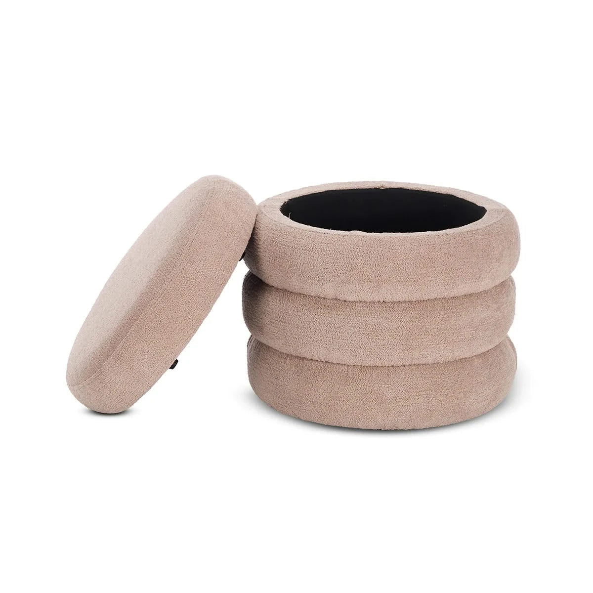 Mecca Boucle Round Storage Ottoman