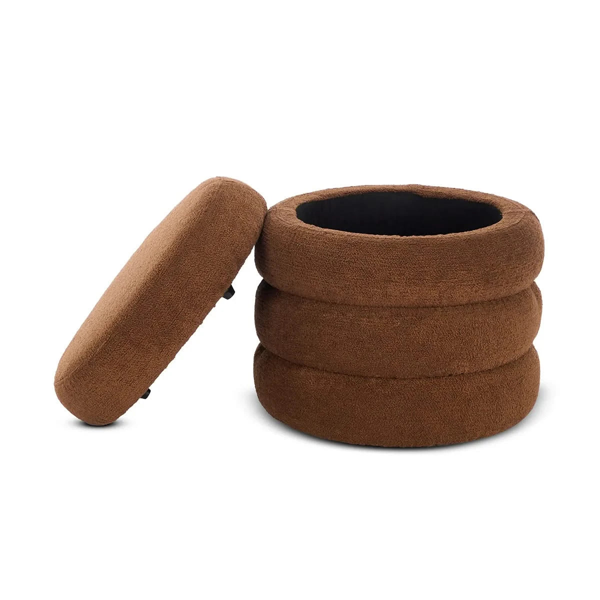 Mecca Boucle Round Storage Ottoman