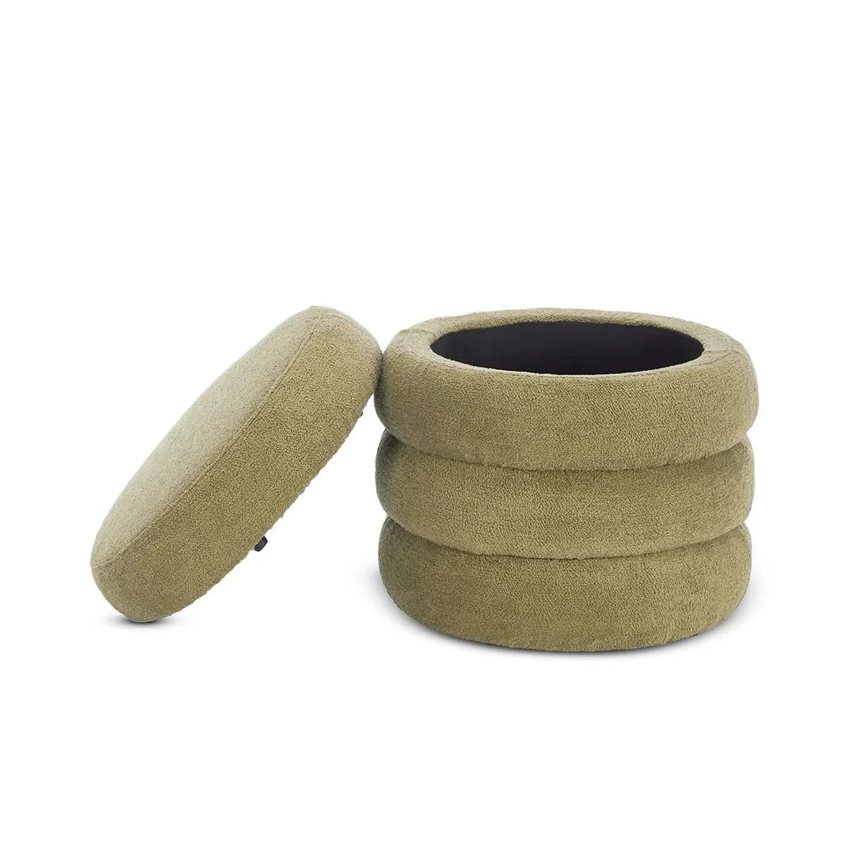 Mecca Boucle Round Storage Ottoman