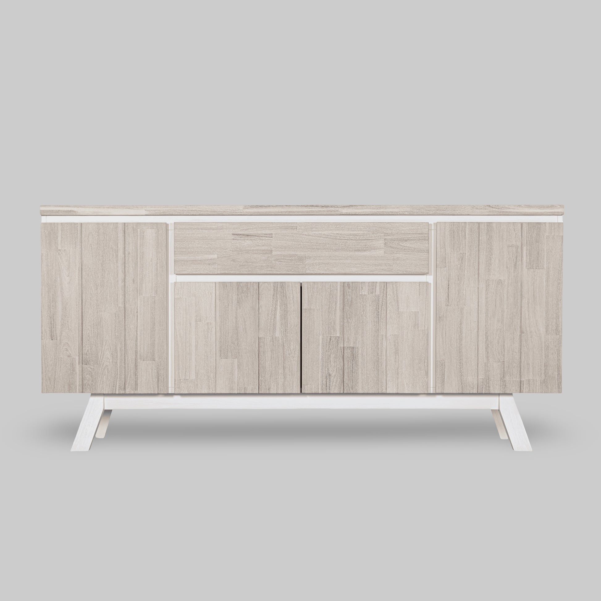 Wooden sideboard with a light finish on a gray background

