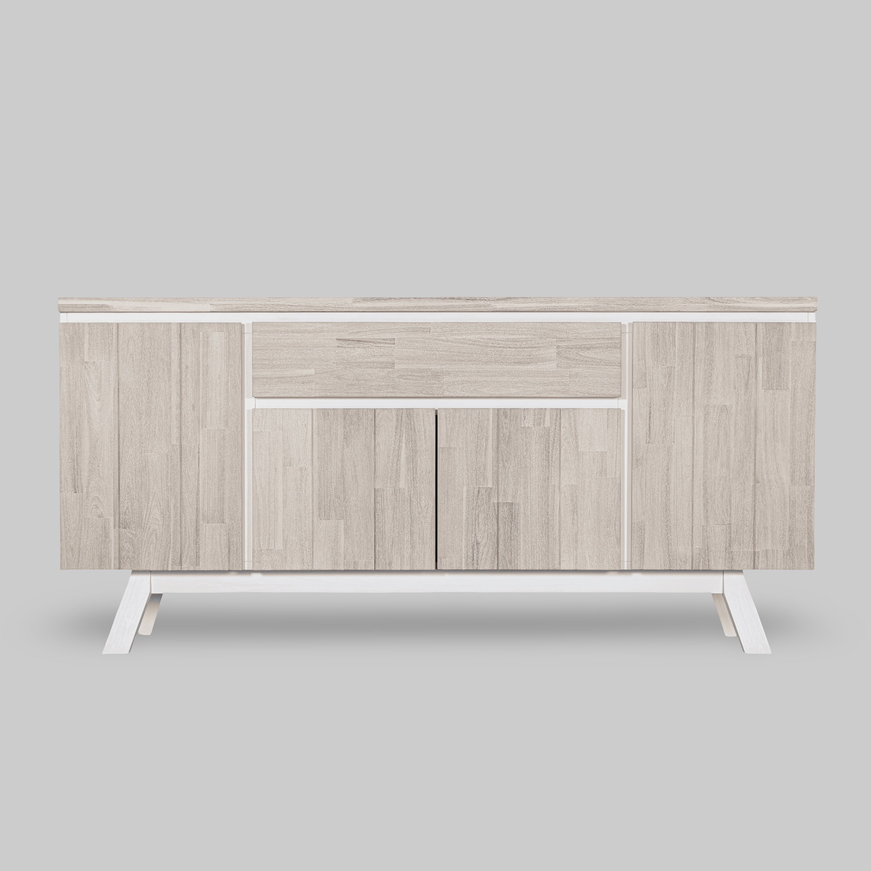 Wooden sideboard with a light finish on a gray background

