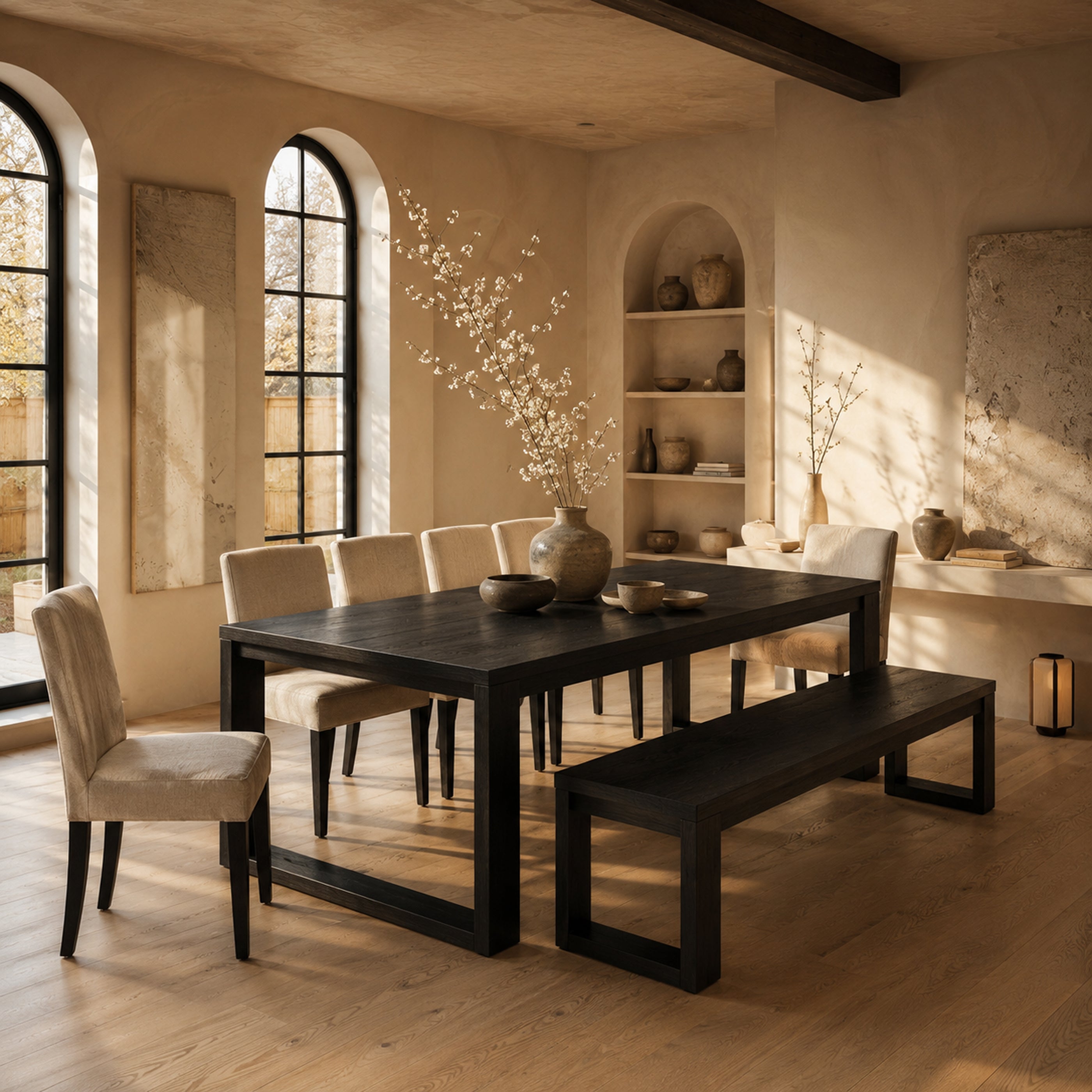 Richmond Pine Dining Bench 208cm - Black