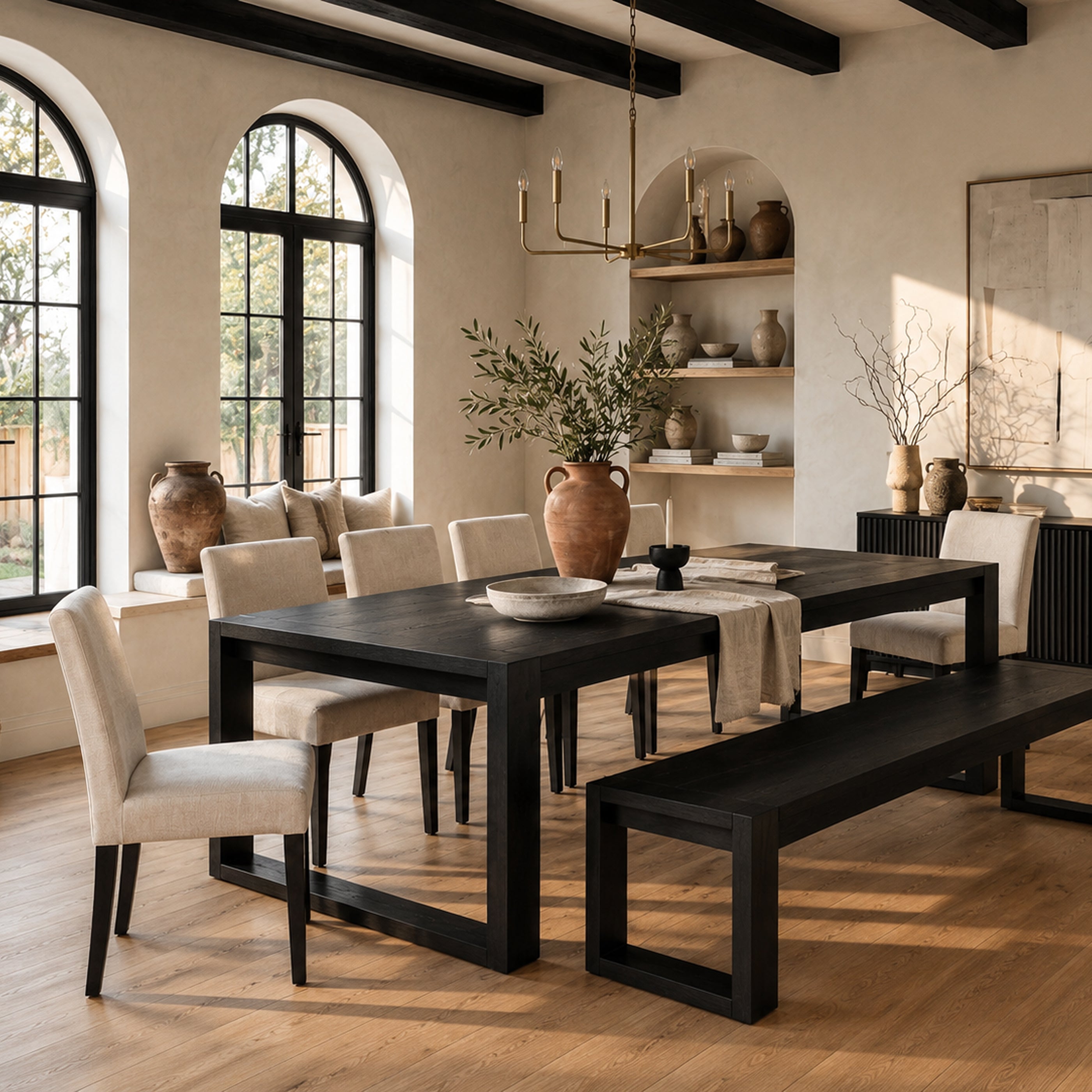 Richmond Pine Dining Bench 208cm - Black