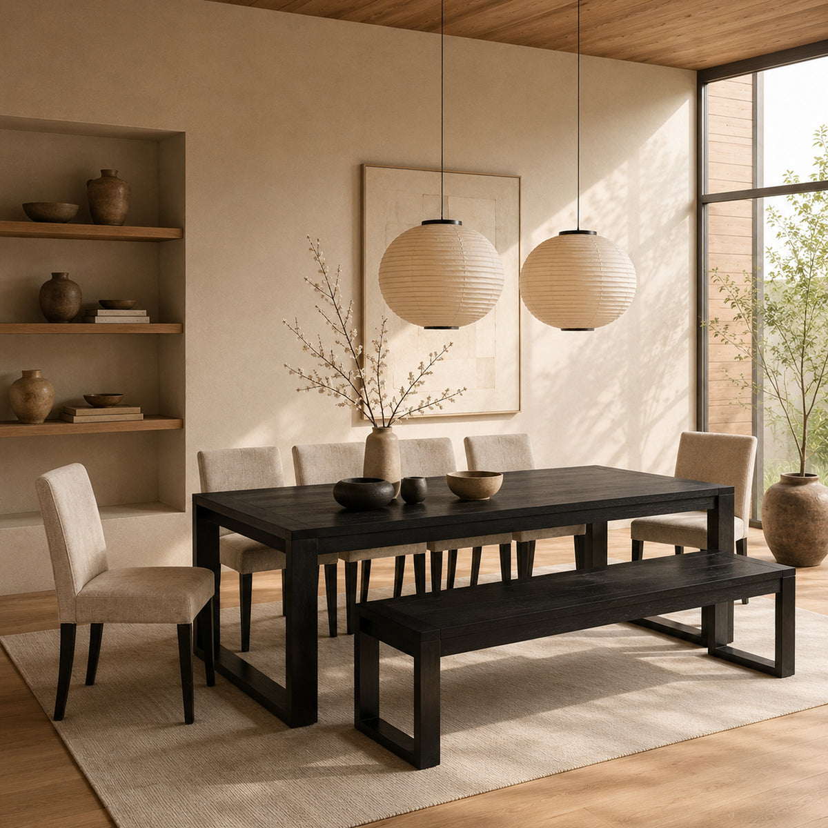 Richmond Pine Dining Bench 208cm - Black
