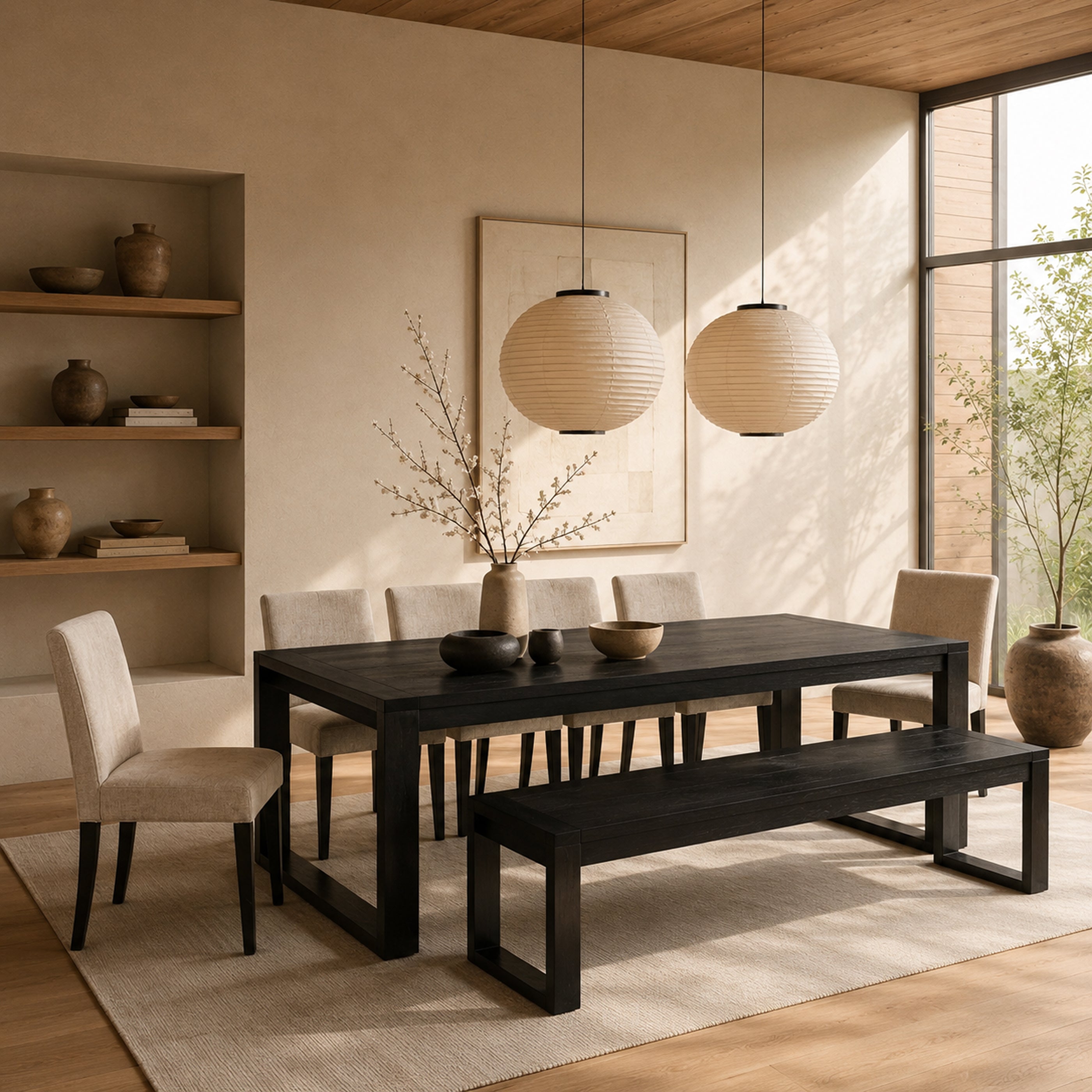 Richmond Pine Dining Bench 208cm - Black