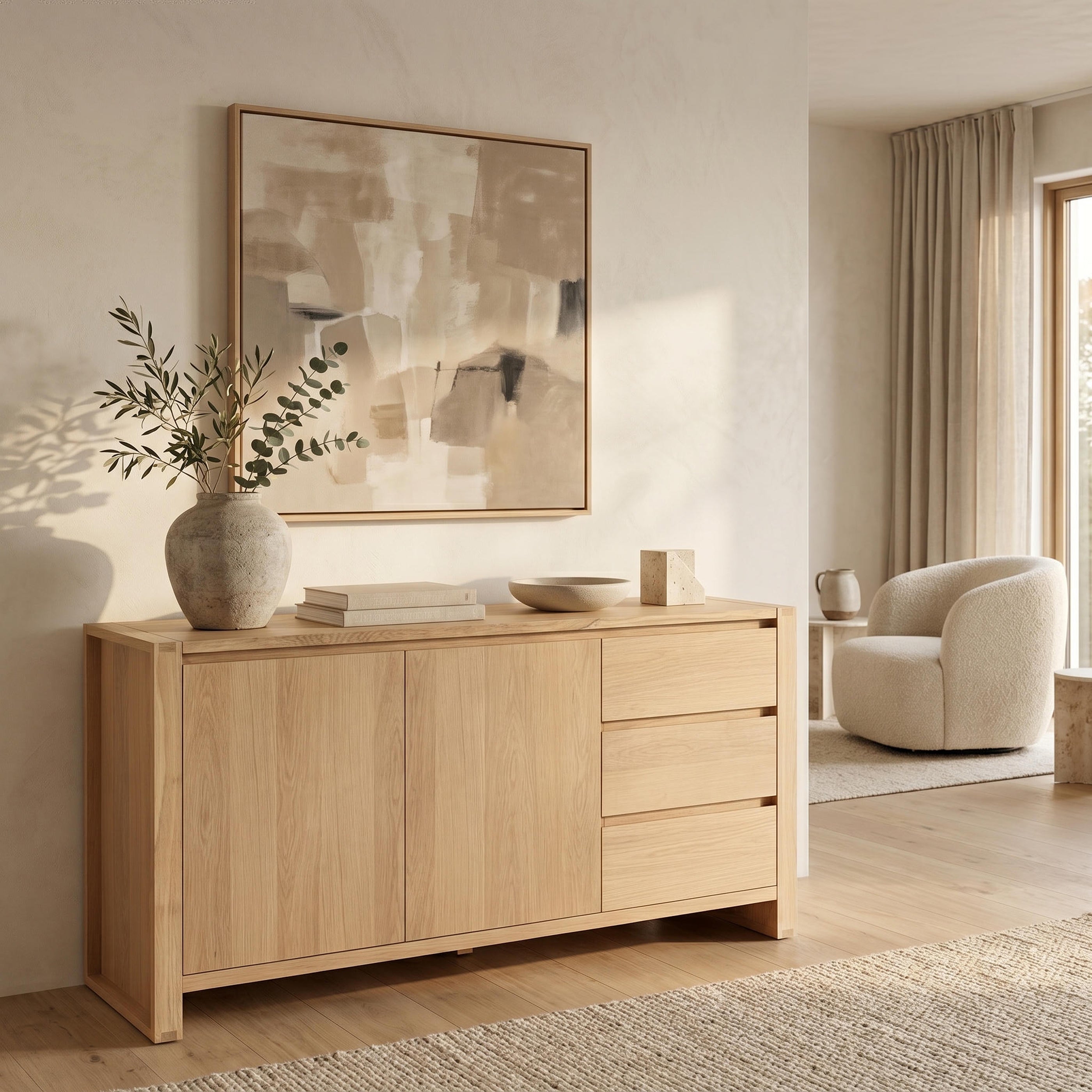 Richmond 2 Door 3 Drawer Sideboard (Natural)