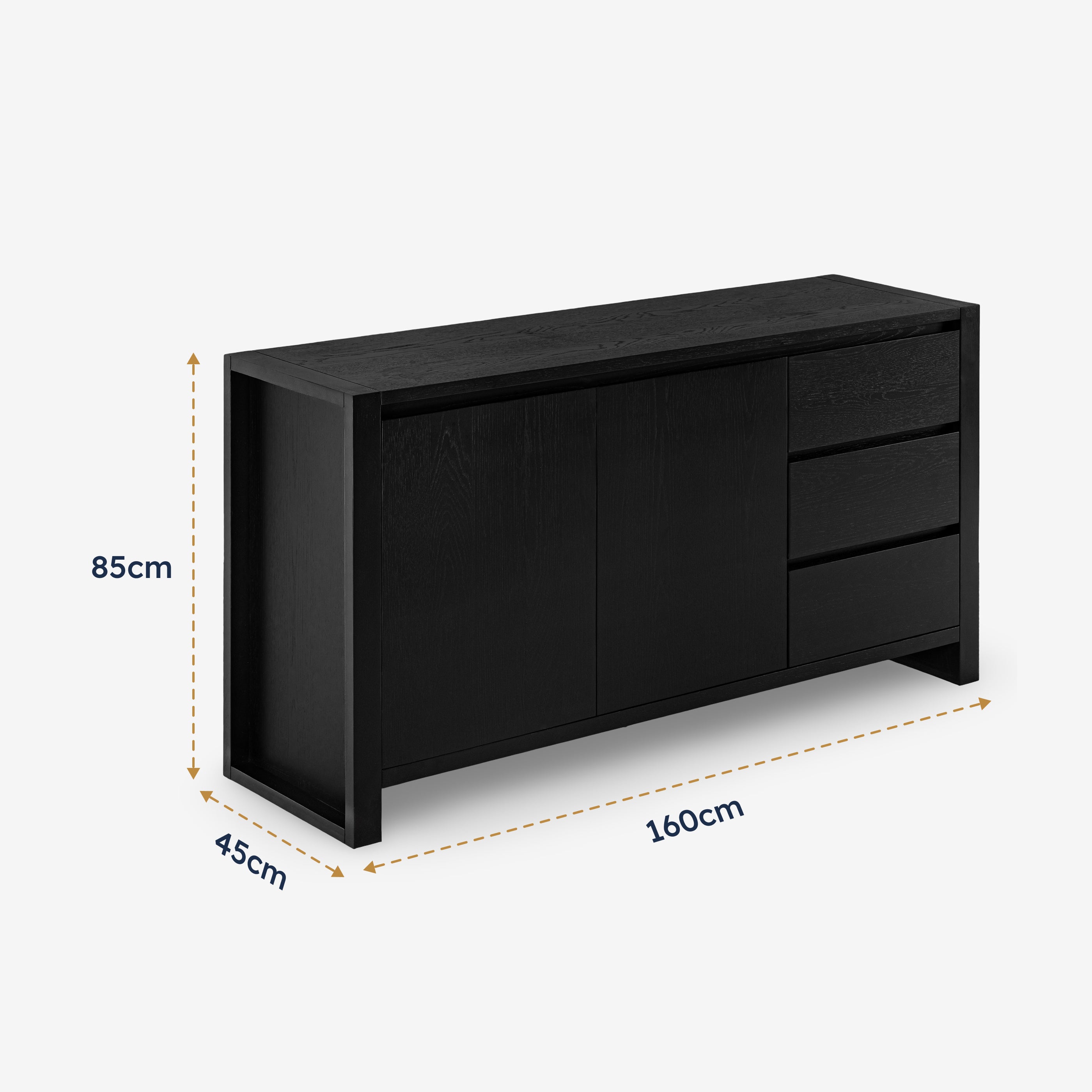 Richmond 2 Door 3 Drawer Sideboard (Black)