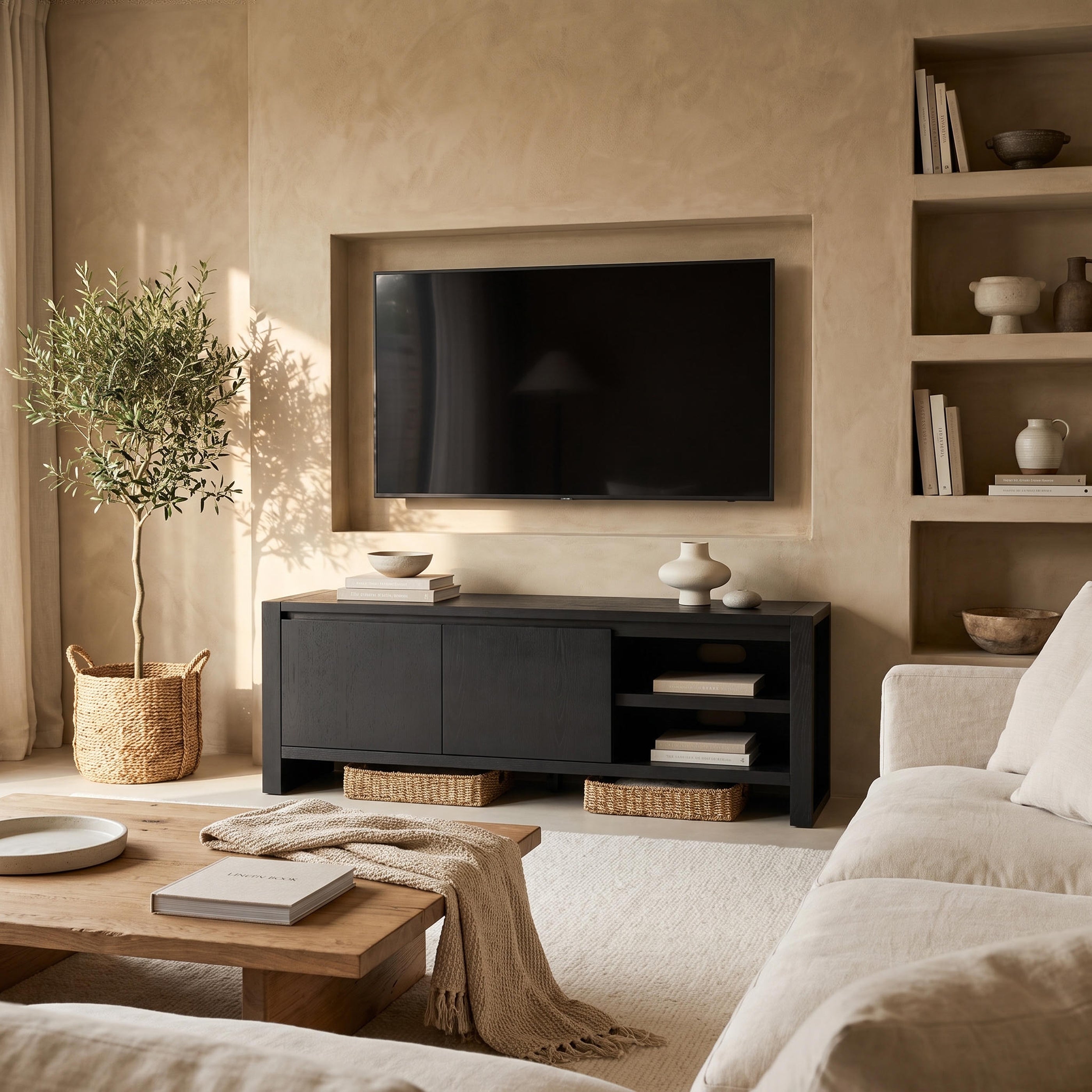 Richmond 2 Drawer TV Unit (Black)