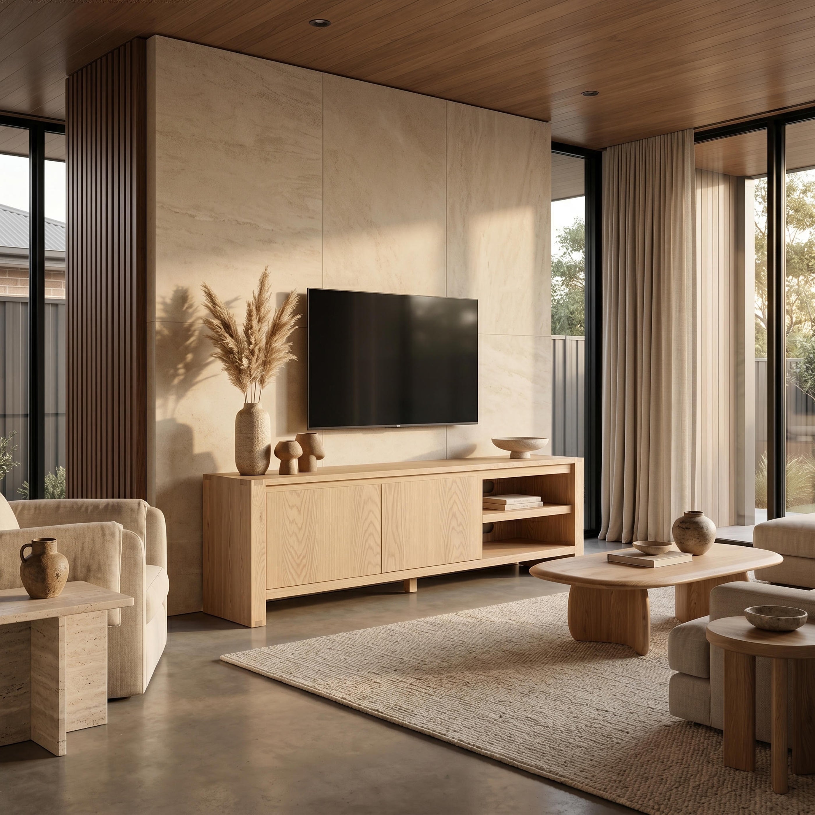 Richmond 2 Drawer TV Unit (Natural)