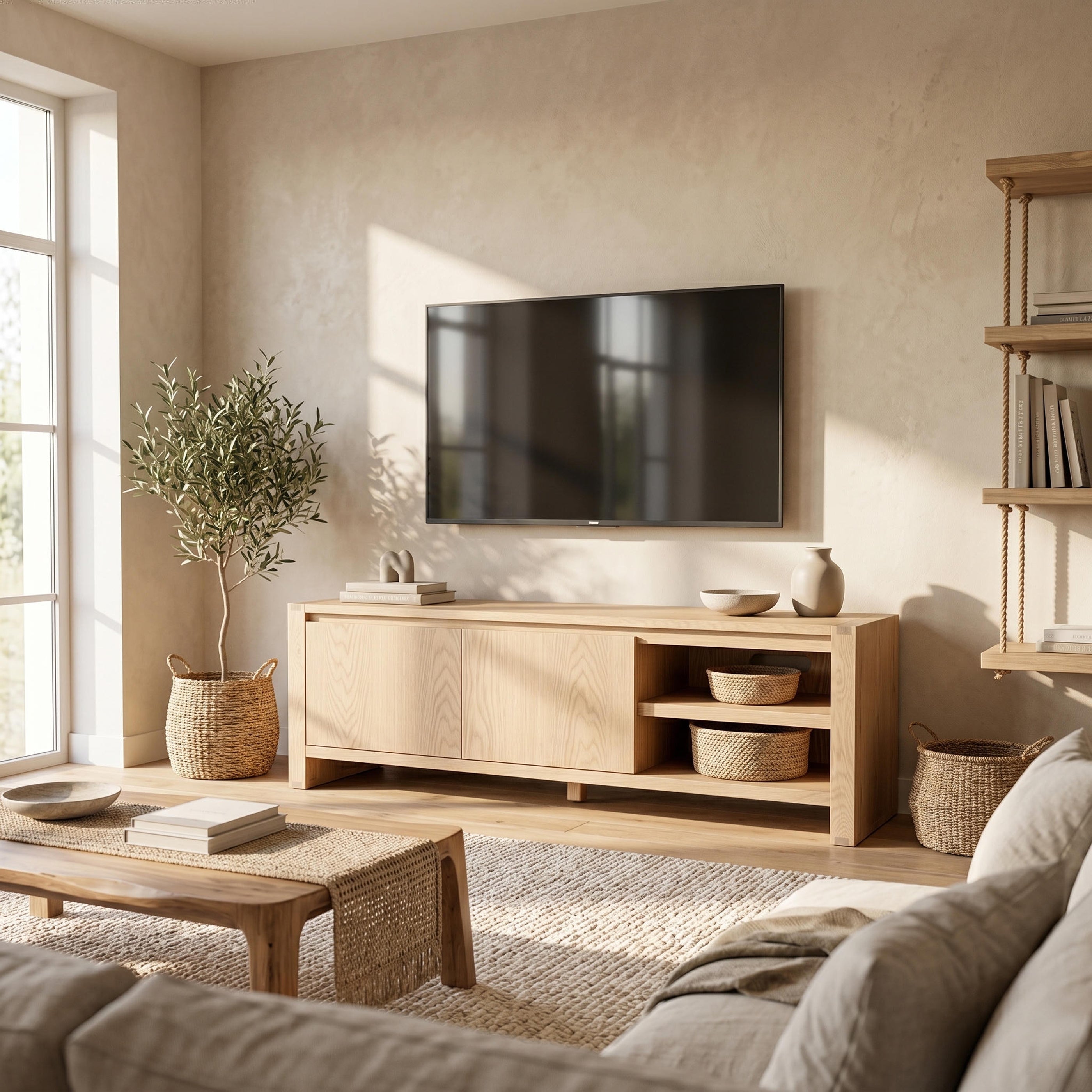 Richmond 2 Drawer TV Unit (Natural)