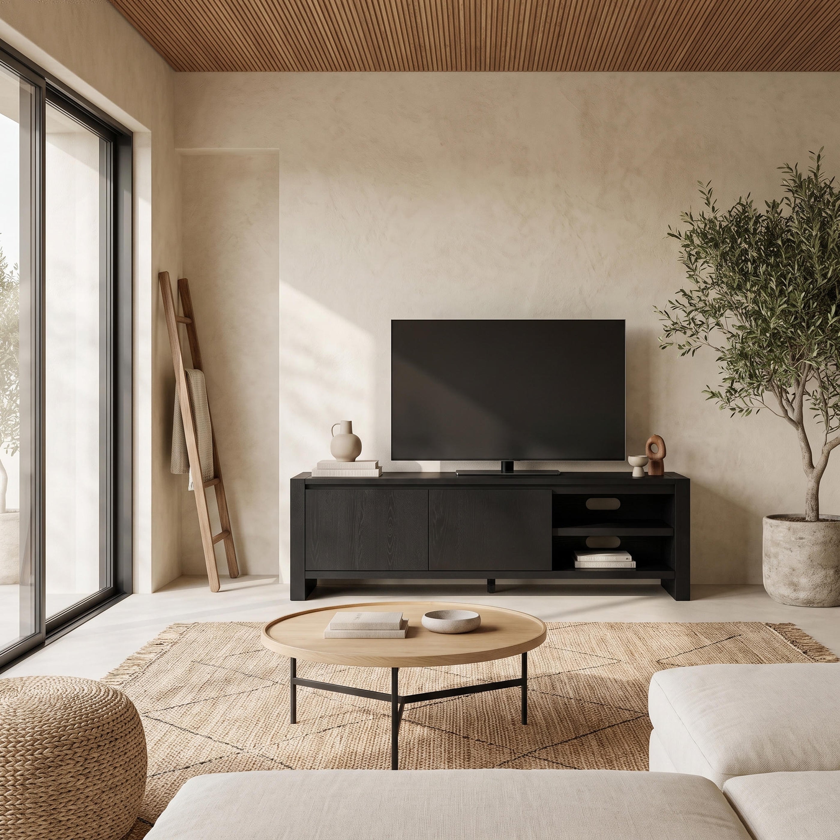 Richmond Pine 2 Drawer TV Unit - Black