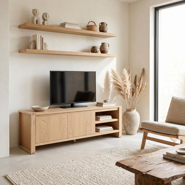 Richmond Set of Pine Coffee Table, End Table & TV Unit - Natural