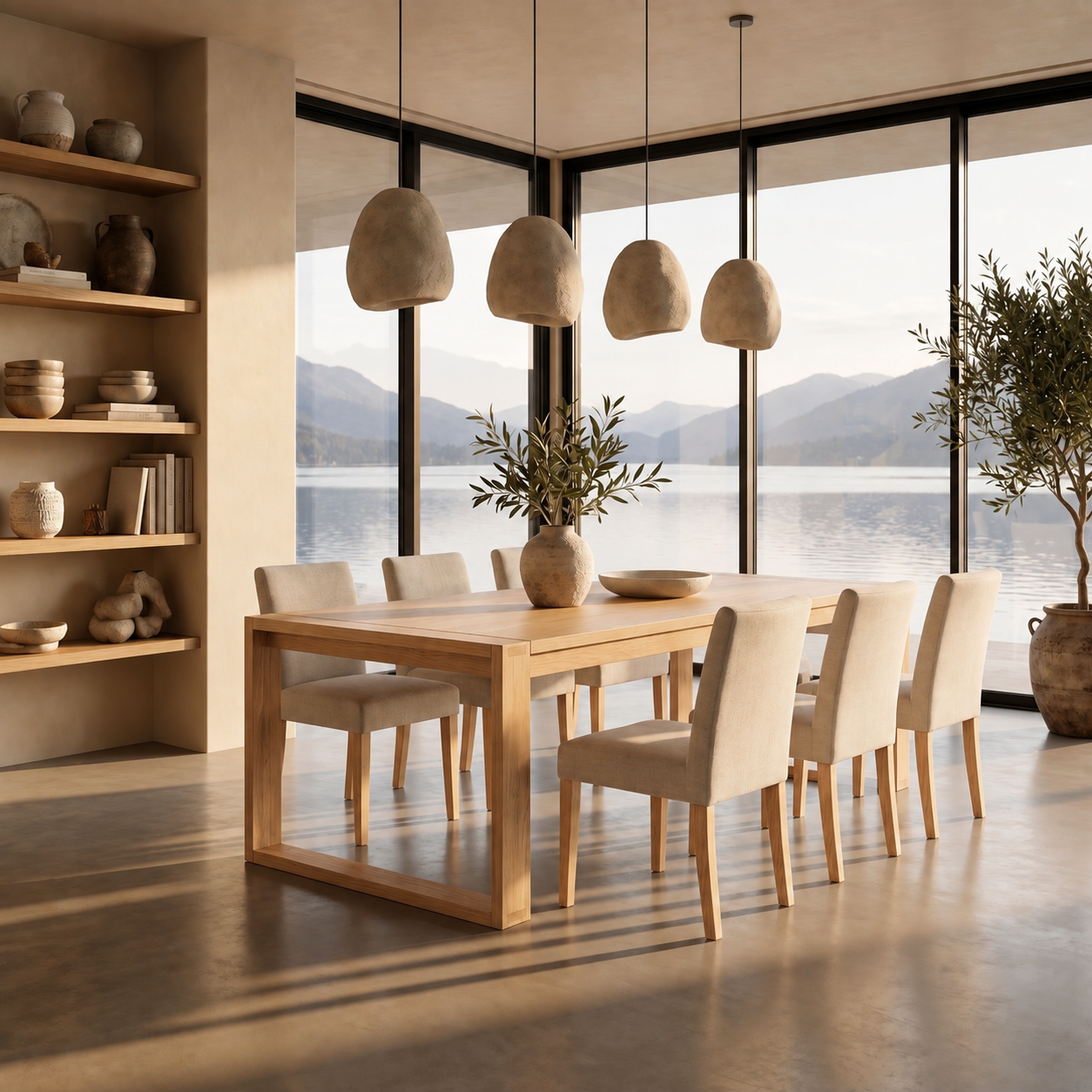 Richmond Pine Dining Table 190cm with 6 chairs - Natural