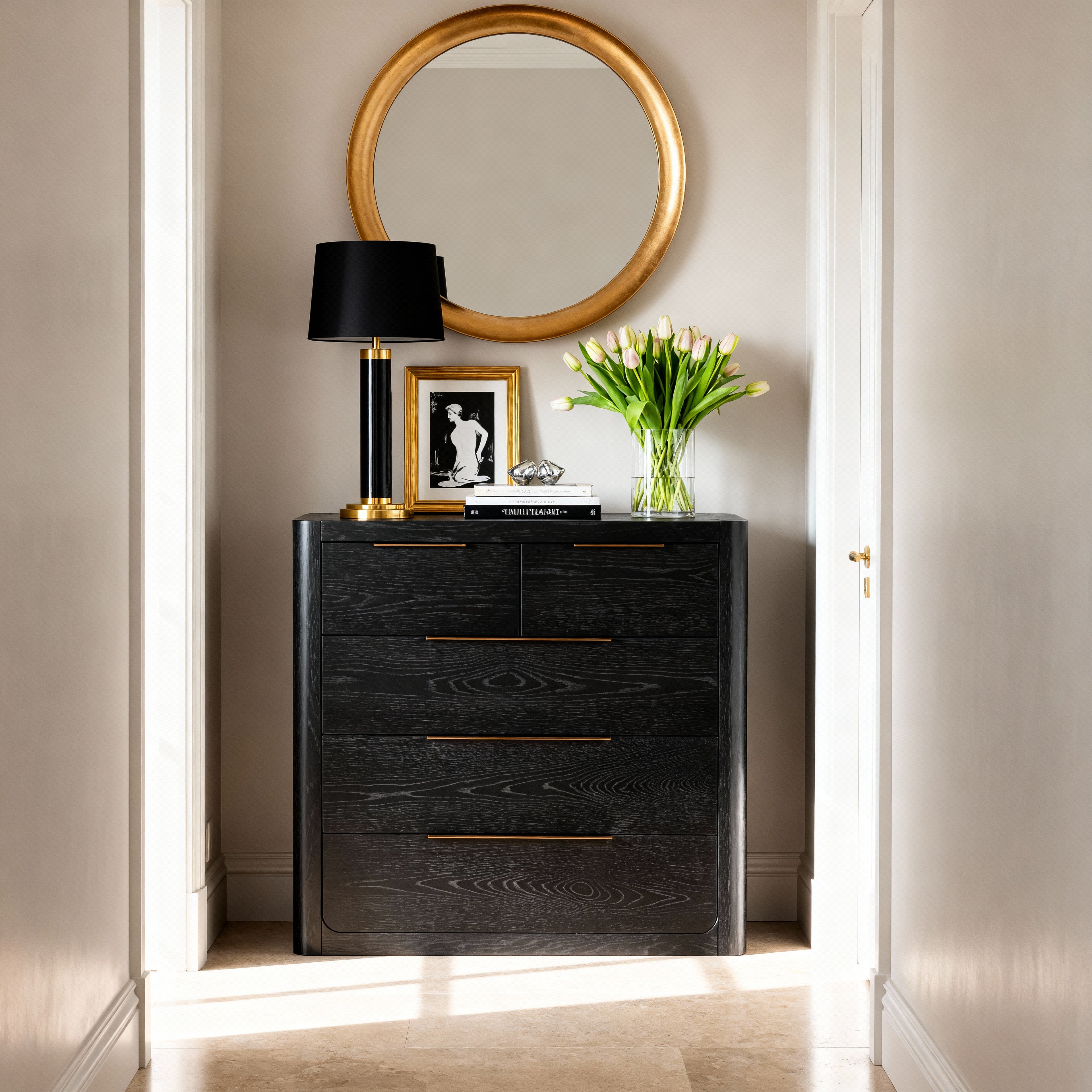 Liverpool 5 Drawer Tallboy (Black)