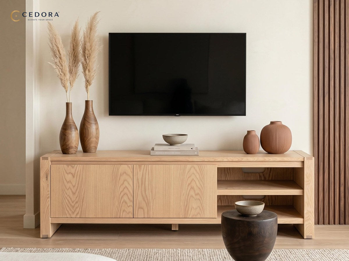 Richmond Set of Pine Coffee Table, End Table & TV Unit - Natural