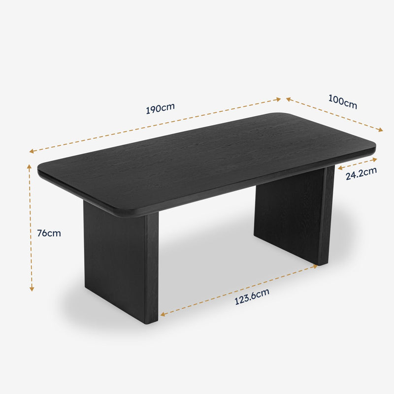 Liverpool Pine Dining Table 190cm - Black dimensions