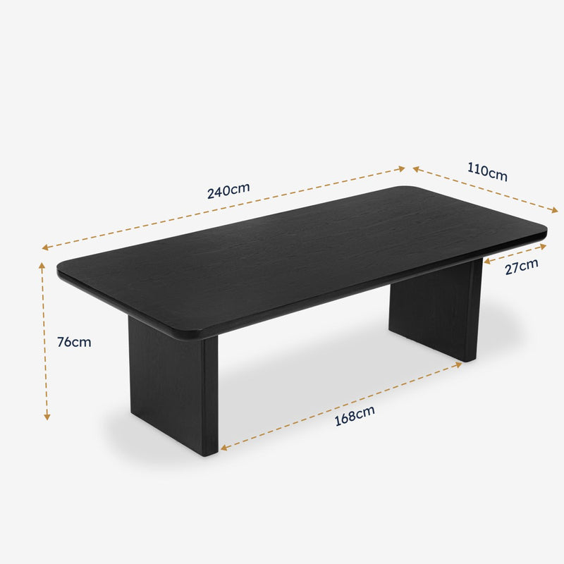 Liverpool Pine Dining Table 240cm - Black dimensions