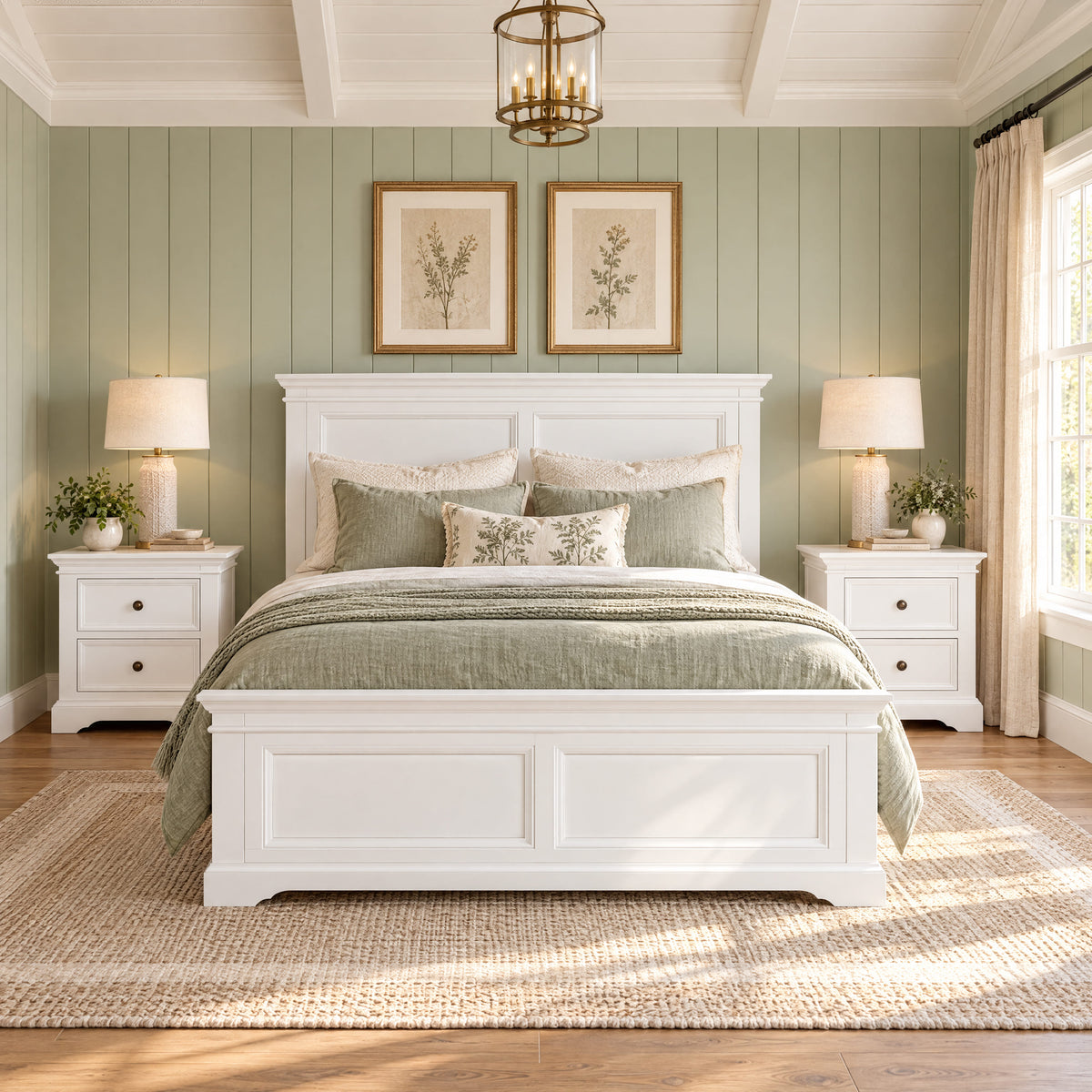 London white bed frame with two bedside tables – lifestyle scene 4