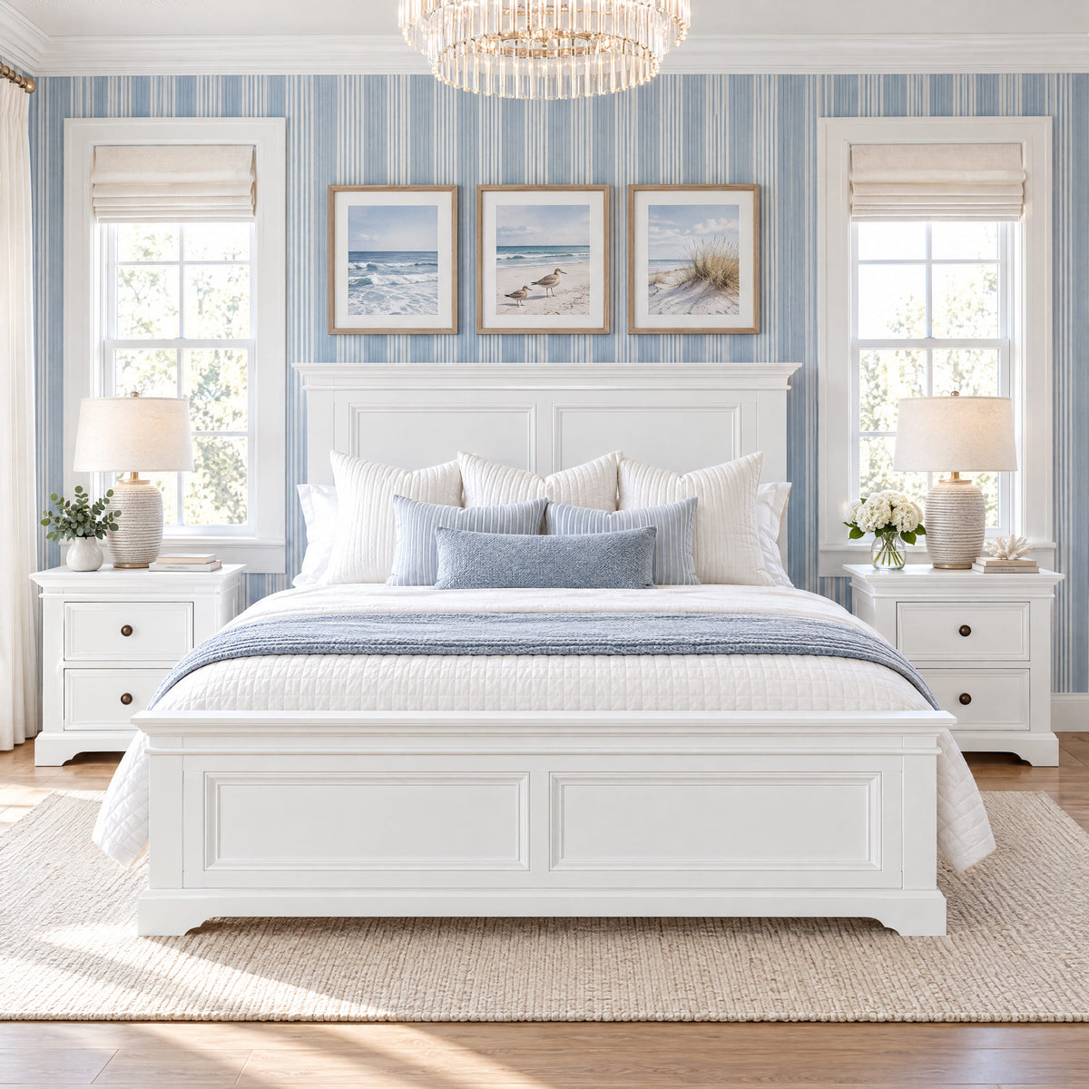 London white bed frame with two bedside tables – lifestyle scene 5