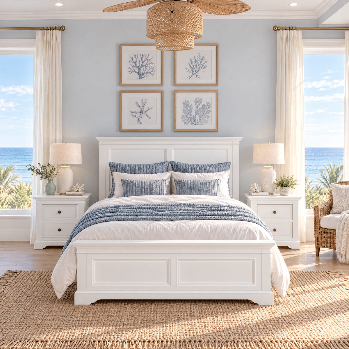 London white bed frame with two bedside tables – lifestyle scene 3