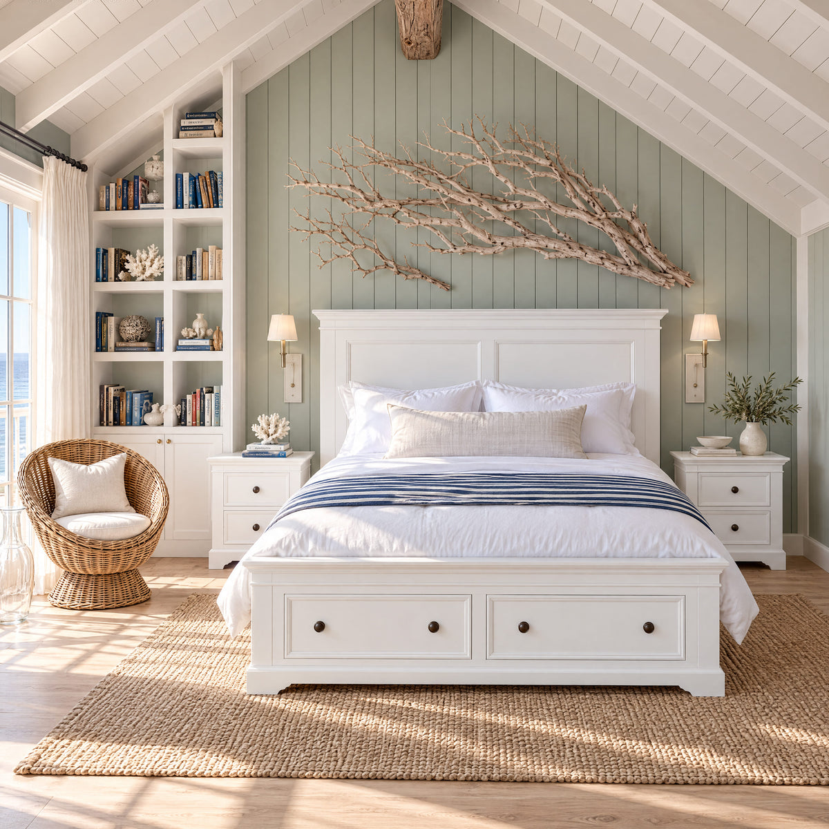 London white storage bed with two bedside tables – lifestyle scene 3