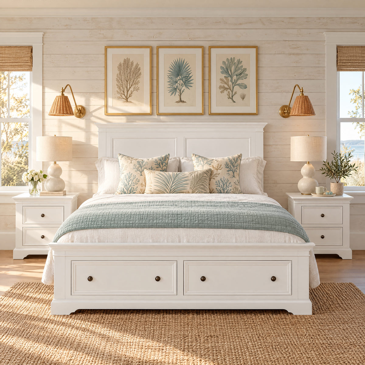London white storage bed with two bedside tables – lifestyle scene 7