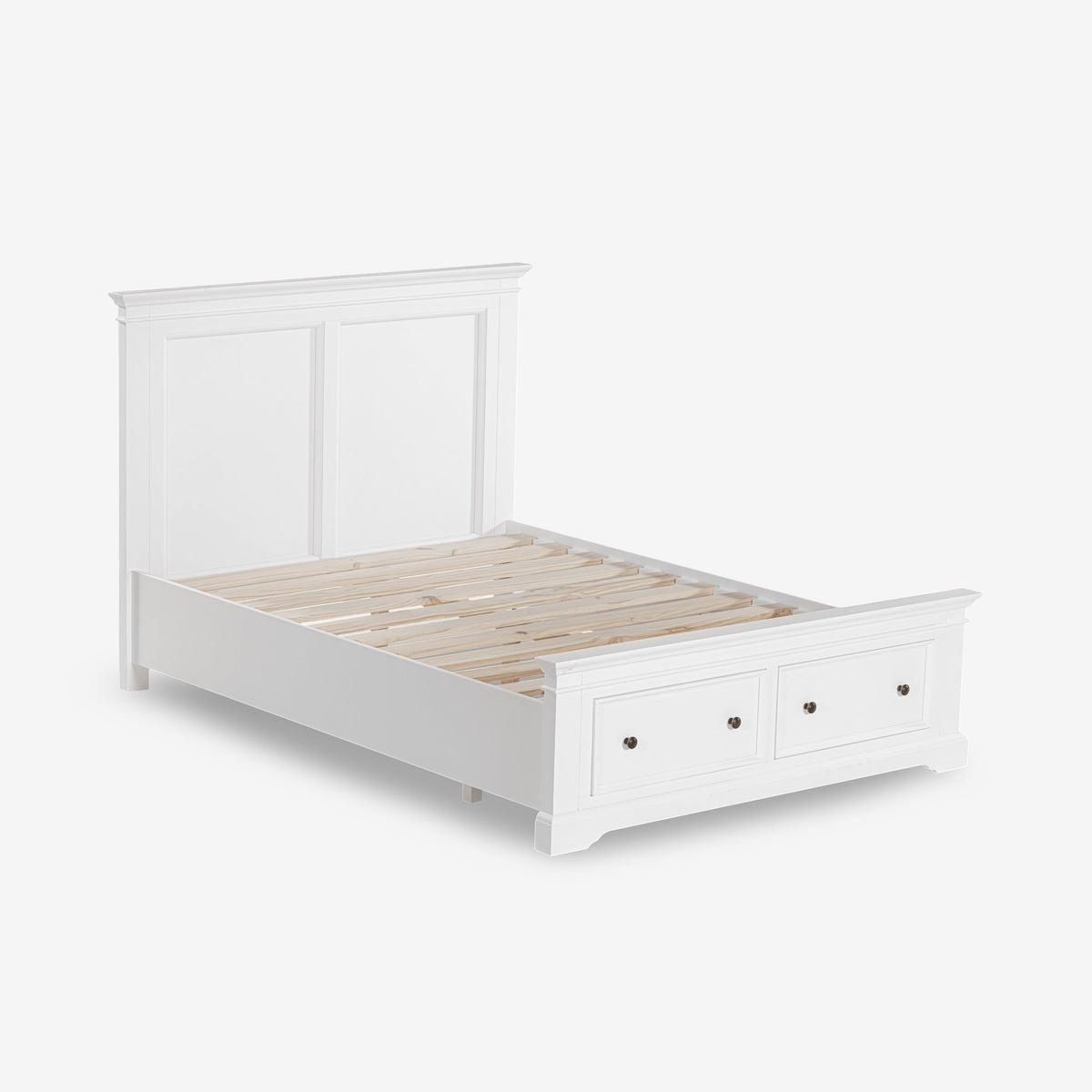 London Pine storage bed in white — shared-design white background