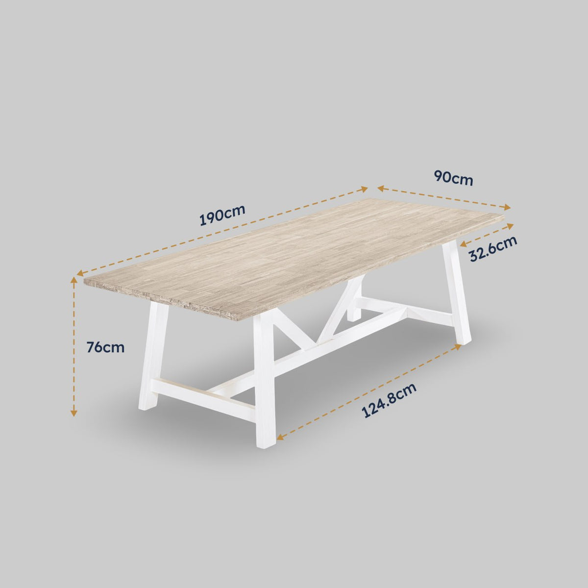 Oxford Acacia Dining Table 190cm dimensions