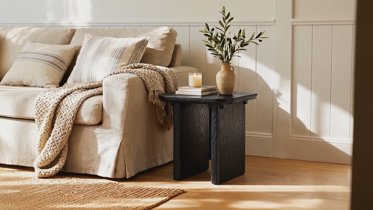 Load video: Liverpool Pine End Table - Black