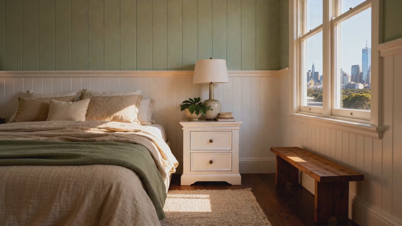 Load video: London Pine 2 Drawer Bedside Table