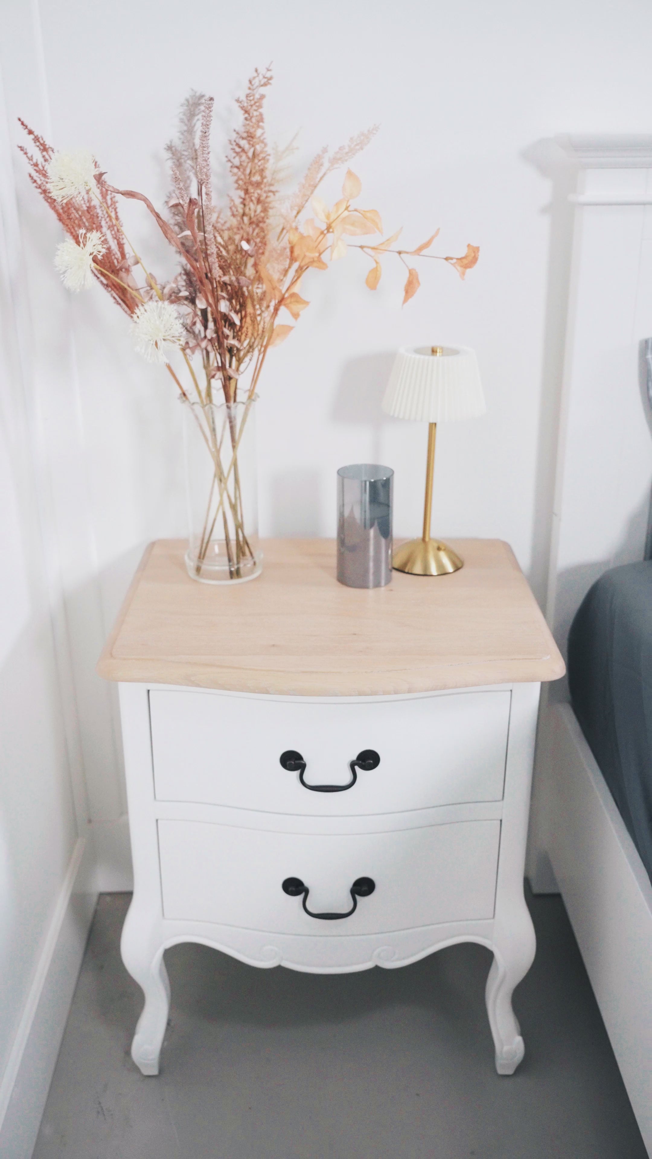 Load video: Newcastle Acacia 2 Drawer Bedside Table