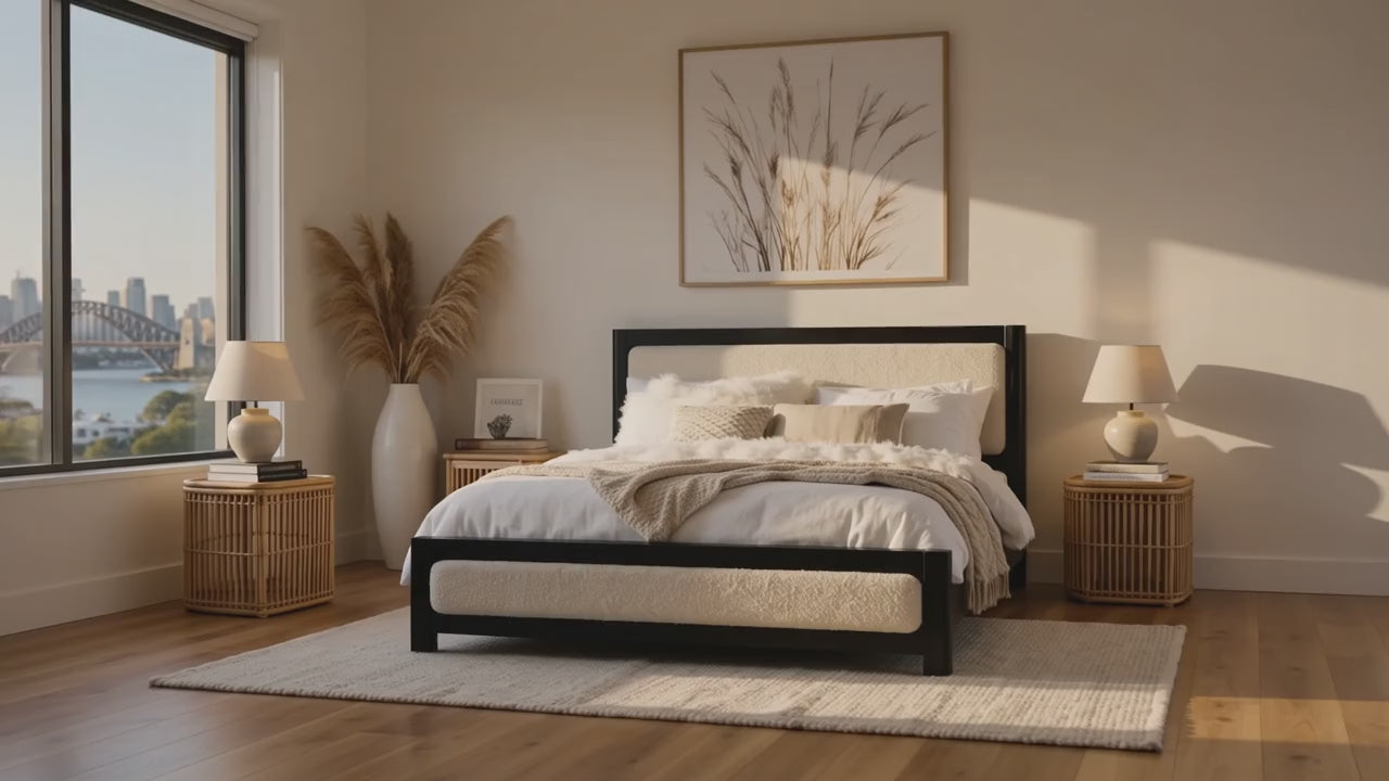 Load video: Liverpool Pine King Bed Frame - Black