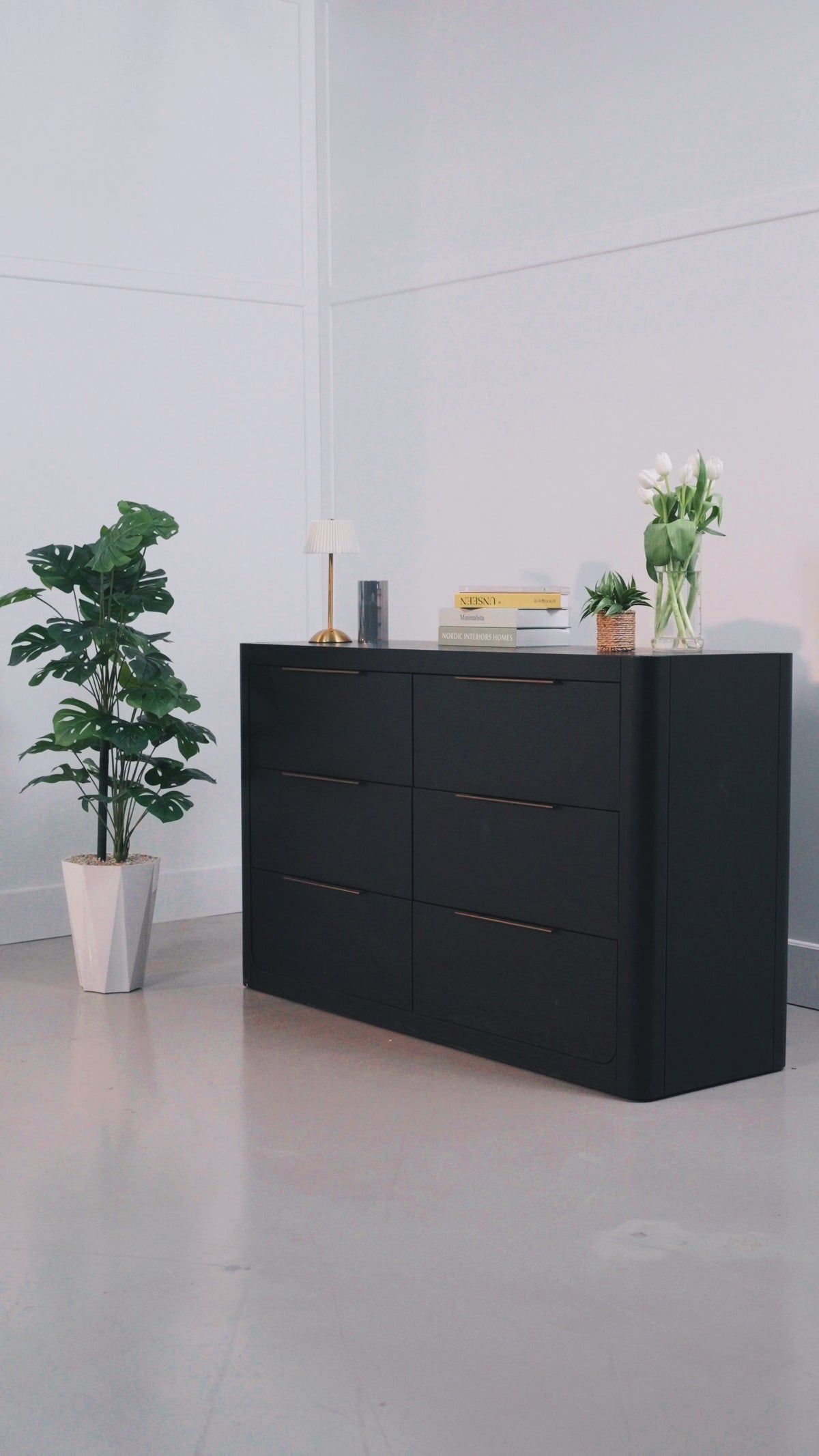 Load video: Liverpool Pine 6 Drawer Chest - Black
