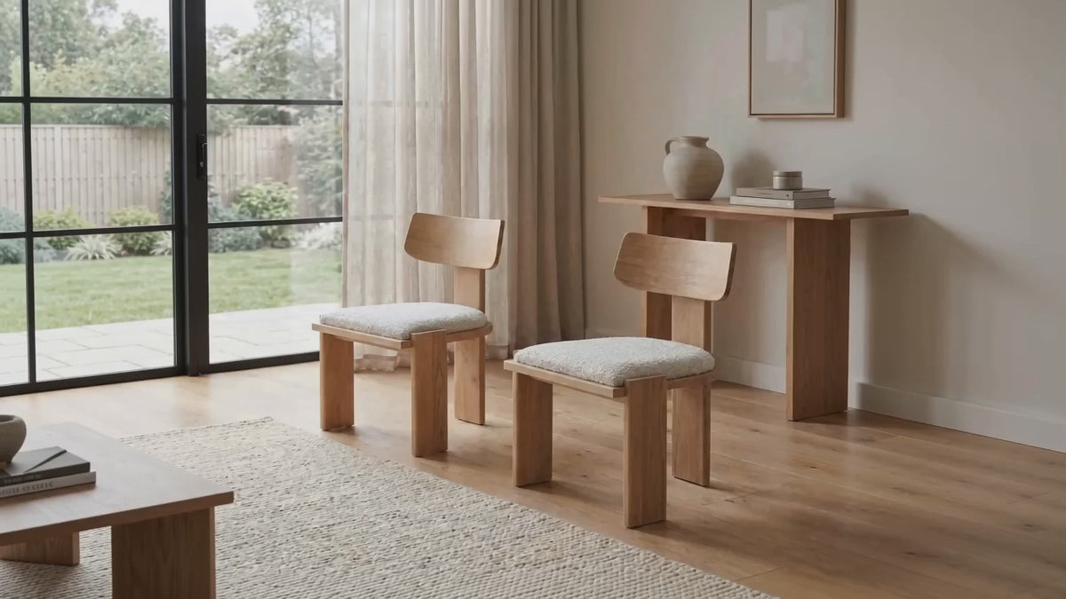 Load video: Liverpool Oak Dining Chair Set of 2 - Natural