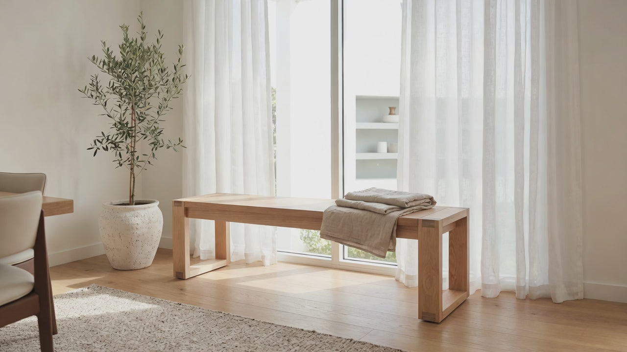 Load video: Richmond Pine Dining Bench 158cm - Natural