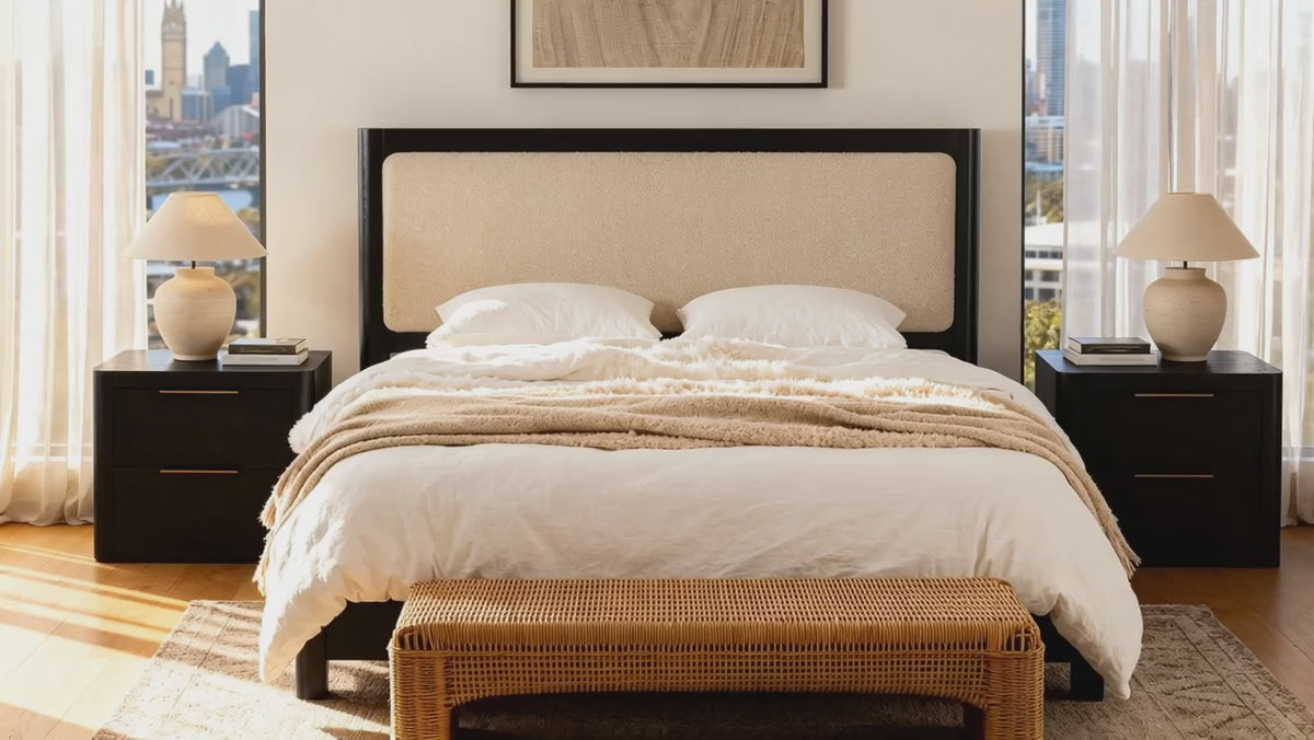 Load video: Liverpool Pine Double Bed Frame - Black