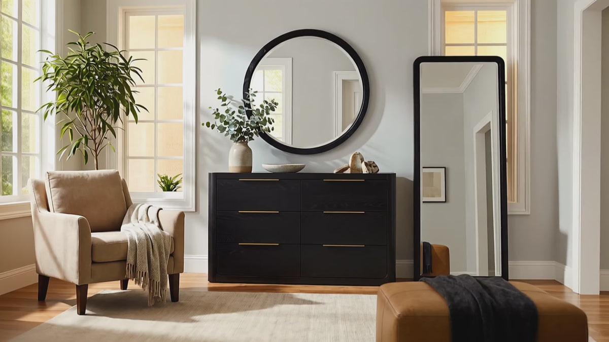 Load video: Liverpool Oak Mirror - Black