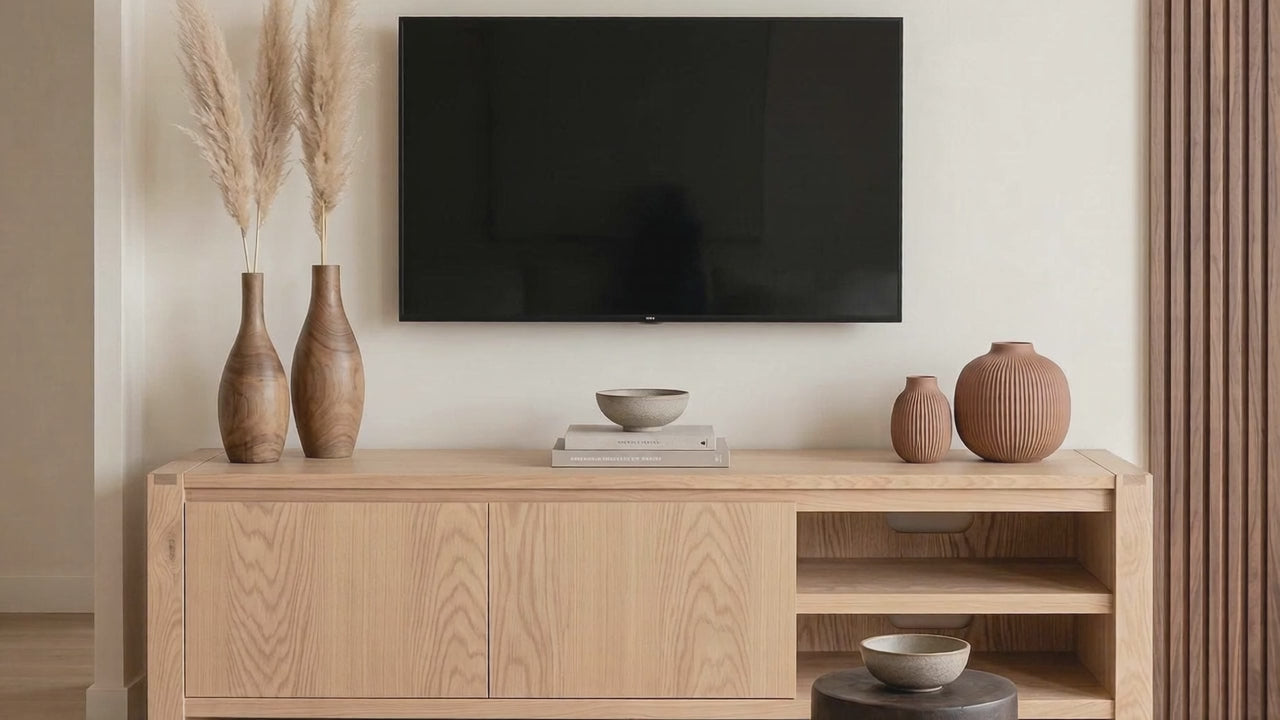 Load video: Richmond Pine 2 Drawer TV Unit - Natural