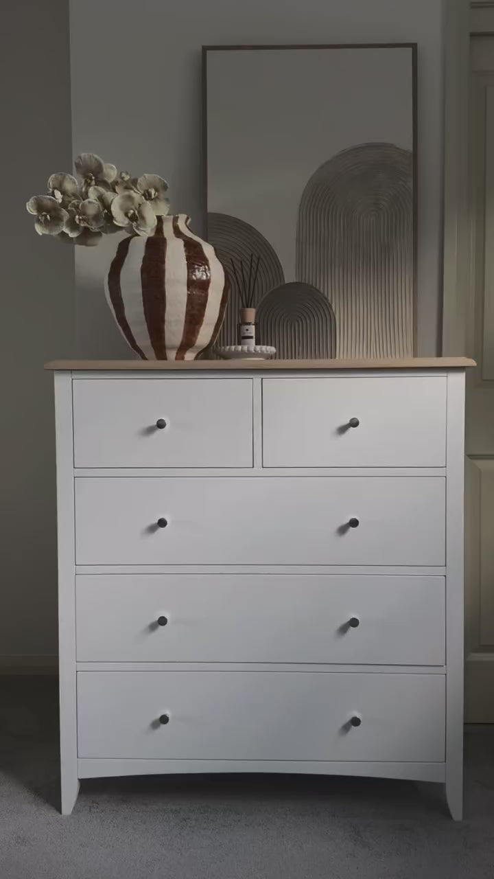 Load video: Bristol Pine 5 Drawer Tallboy