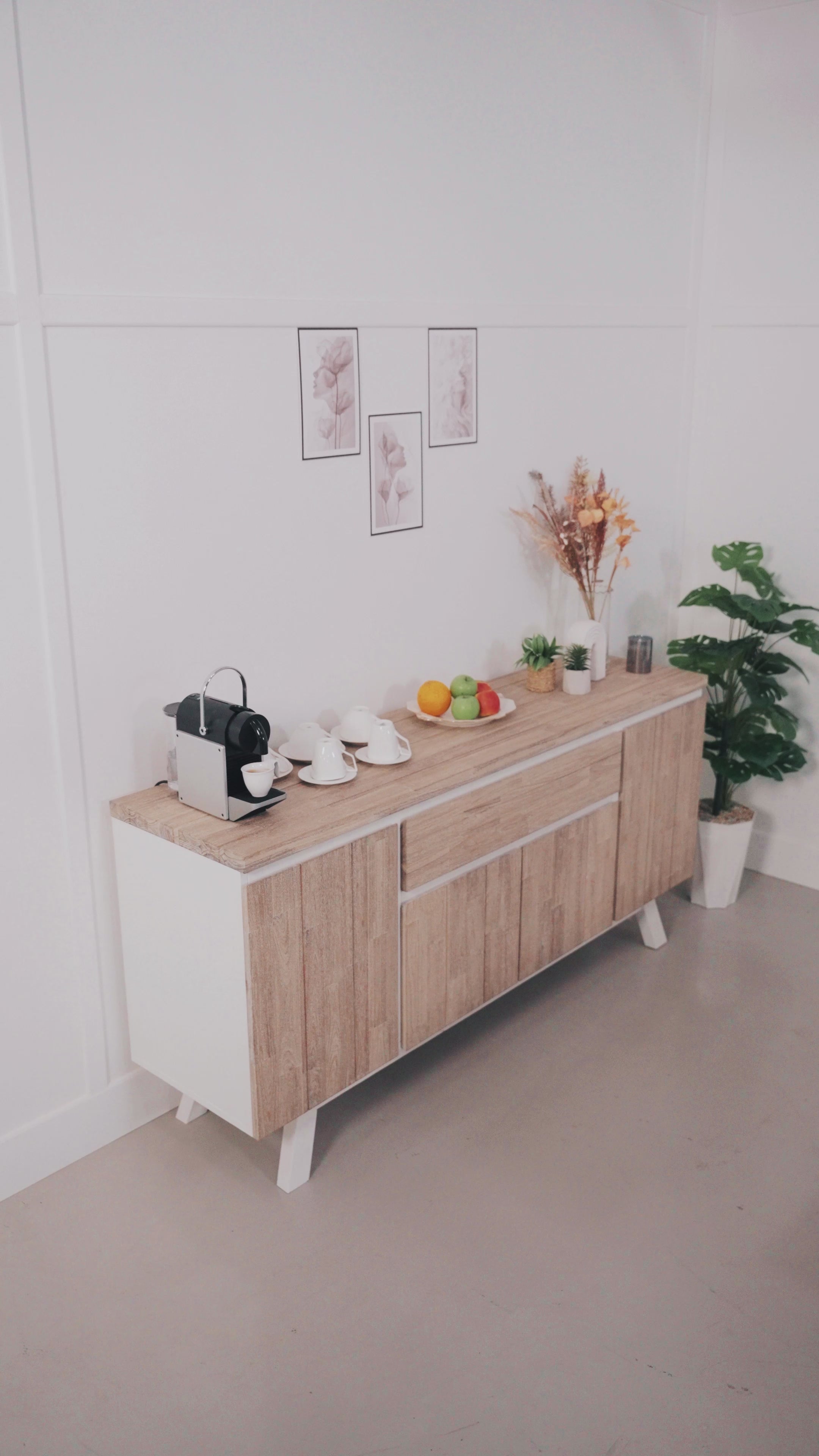 Load video: Oxford Acacia 4 Door 1 Drawer Sideboard
