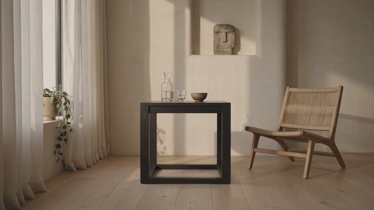 Load video: Richmond Pine End Table - Black