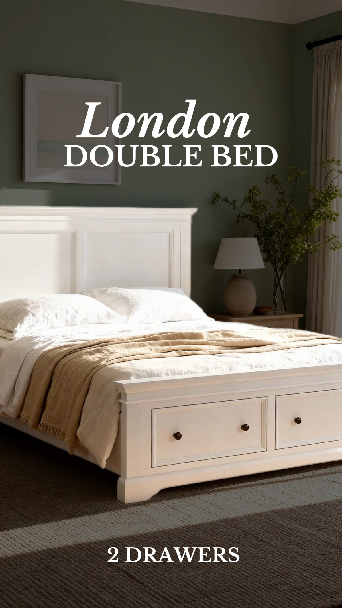 Load video: London Pine Double Bed Frame with 2 Drawers