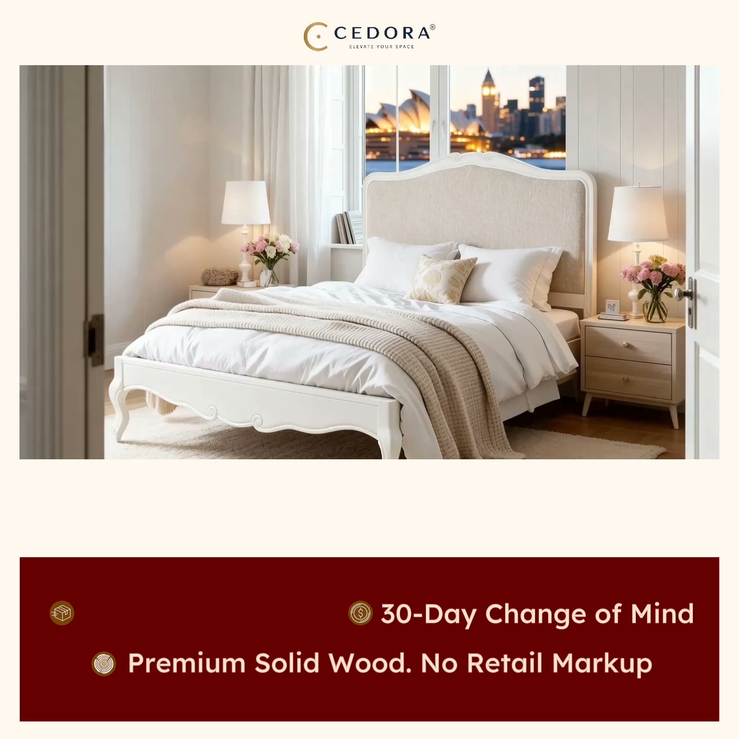 Load video: Liverpool Pine Queen Bed Frame - Natural
