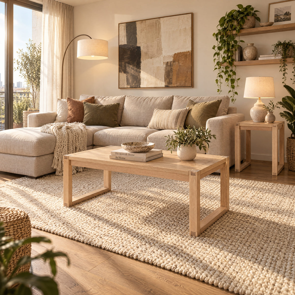 Richmond Set of Pine Coffee Table & End Table - Natural – lifestyle scene 4