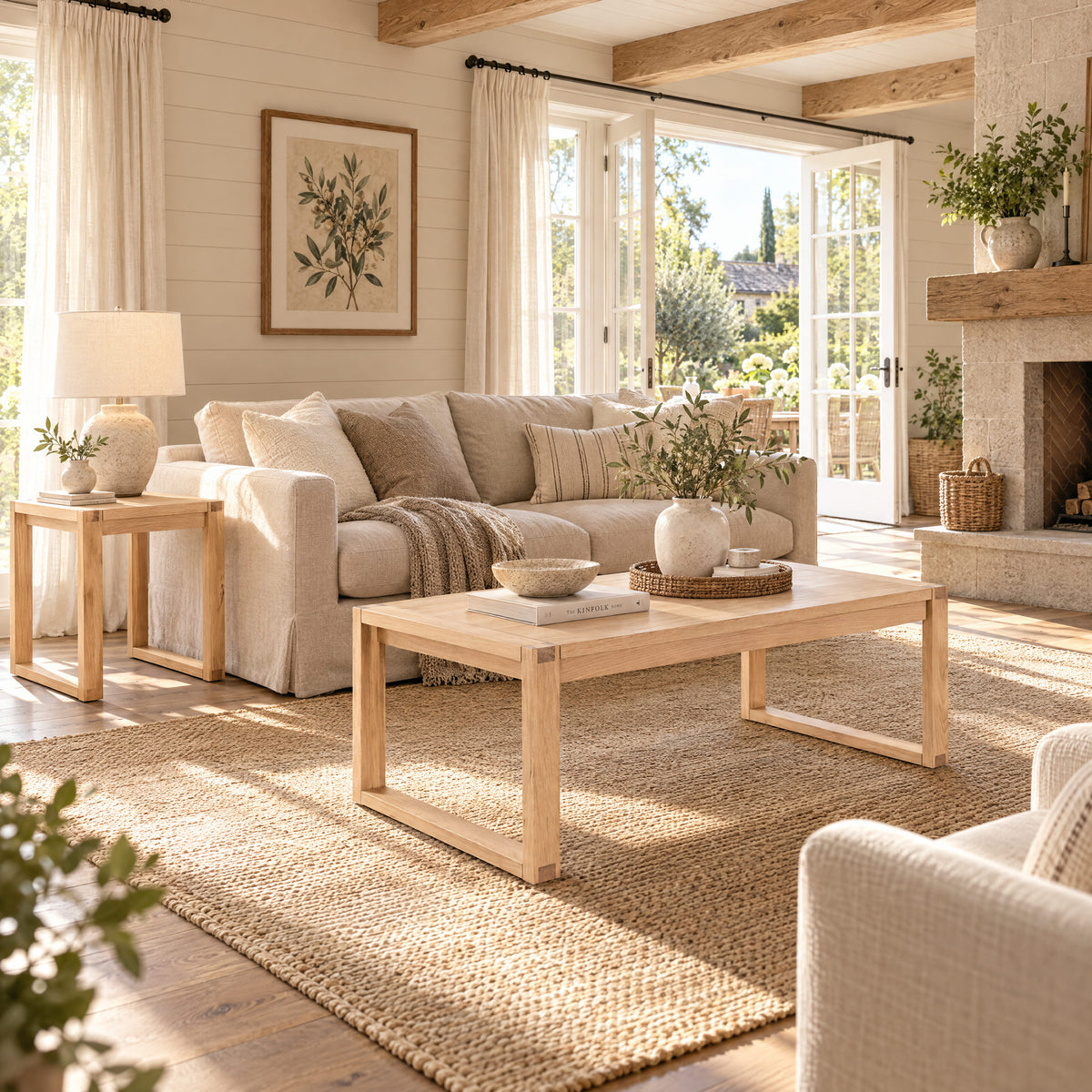 Richmond Set of Pine Coffee Table & End Table - Natural – lifestyle scene 9
